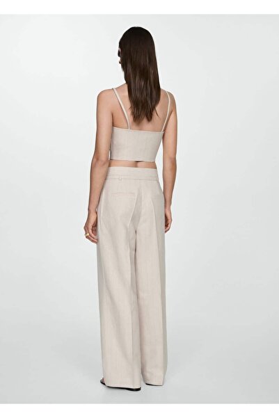 MANGO Woman Belted Collet Fabric Trousers