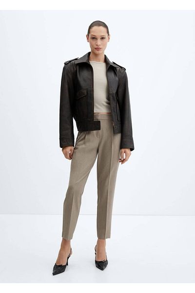 MANGO Woman Straight Cut Pleated Trousers