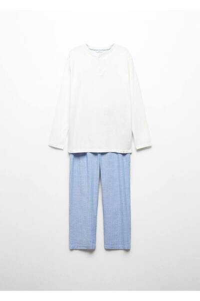Mango Teen Çizgili uzun pijama takımı