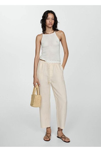 MANGO Woman Plátěné jogger kalhoty