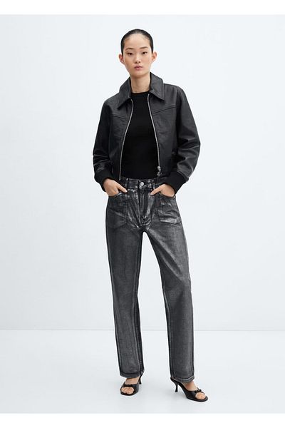 MANGO Woman Foiled Straight Jeans