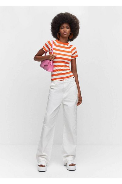 MANGO Woman Tricou cu dungi imprimat