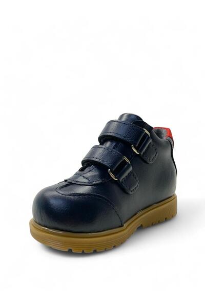 Tuğba Ortopedi 1912 Tam Ortopedik Hakiki Deri Erkek Bebek Lacivert/Kırmızı İçi Tüylü Korseli Bot