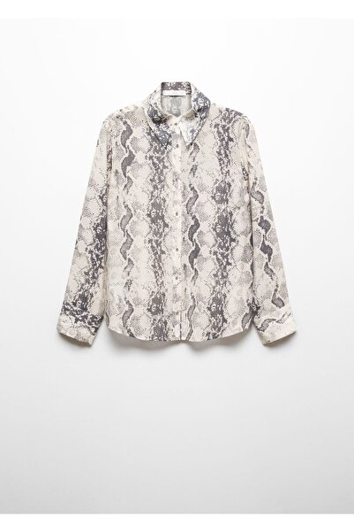 MANGO Woman Yılan Desenli Lyocell Gömlek