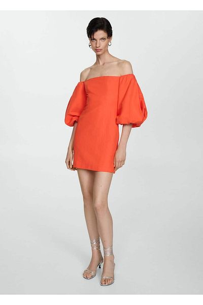 MANGO Woman Balloon Sleeve Dress Design