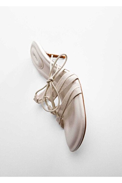 MANGO Woman Sandály se stuhou na podpatku