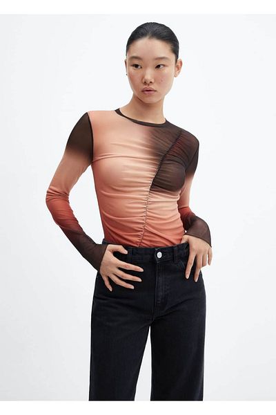 MANGO Woman Detailné tričko Gradient Gather