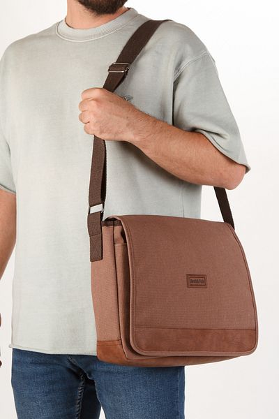 Newish Polo Мъжка чанта през рамо и кръста от плат, кафява, от плат