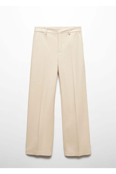 MANGO Woman Leather Look Wideleg Trousers