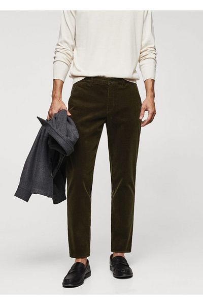 MANGO Man Corduroy Trousers - Slim Fit and Drawstring