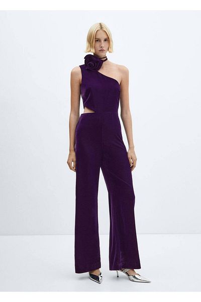 MANGO Woman Ολόσωμη φόρμα Maxi Floral Velvet