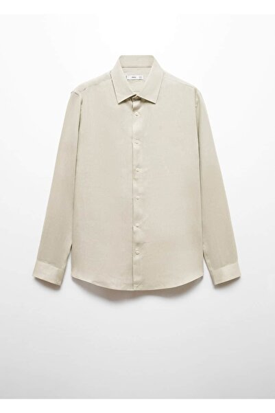 MANGO Man %100 Keten Regular Kesim Gömlek