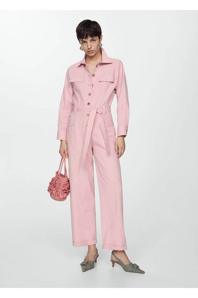 MANGO Woman Buttoned Long Jumpsuit