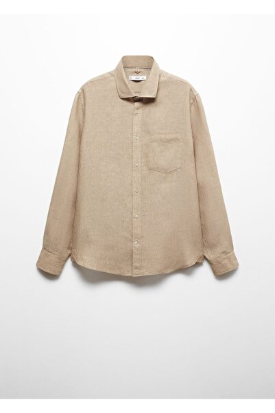 MANGO Man Klasik Kesim %100 Keten Gömlek