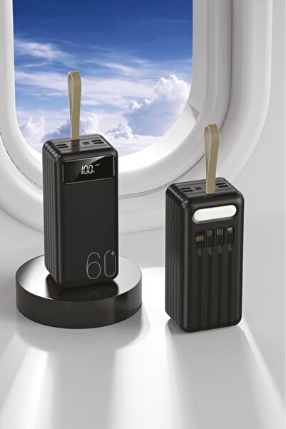 Torima TRM-1060 Siyah 60000mAh Ledli 4 Çıkışlı Taşınabilir Hızlı Şarj Dijital Göstergeli Powerbank