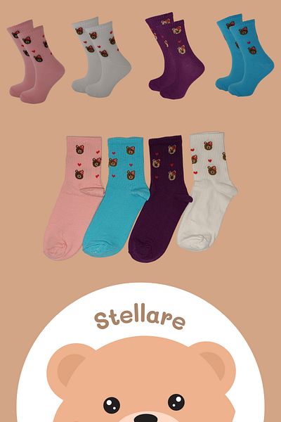 stellare Teddy Bear College Κάλτσες 4 Ζευγών Βαμβακερές