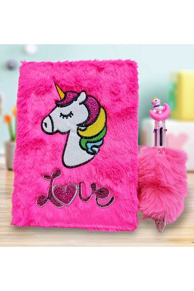 izmir yazici servis Gift Unicorn Plush Souvenir Notebook 6 Colors Writing Plush Pen Gift Set Memory Note