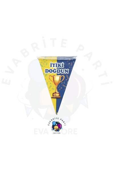 Evabrite Fan Yellow Navy Blue Triangle Streamer - Προμήθειες για πάρτι γενεθλίων
