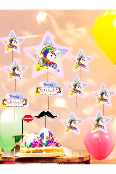 VibeHome 10 Unicorn Themed Speech Balloons - Compatible for Birthday Party and Fun Events