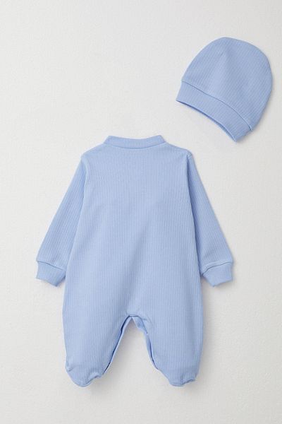 Breeze 0-6 Months Baby Boy Romper - Car Embroidered, Booties, Light Blue