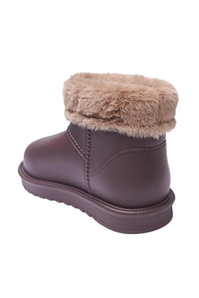 Liger Γυναικείες γούνινες κοντές μπότες βροχής με στρογγυλή μύτη - ΚΑΦΕ