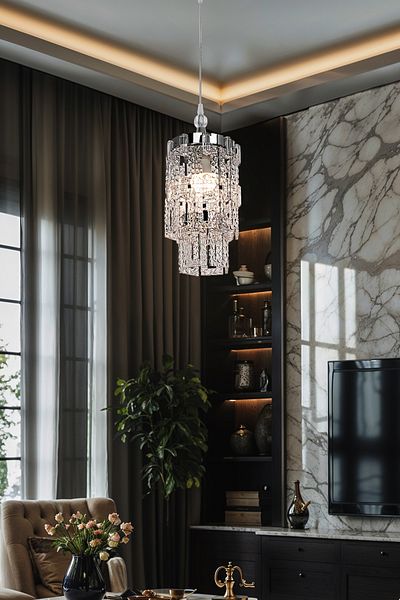 AG LightDesign White Crystal Pendant Lamp Chandelier Living Room Kitchen Corridor Bedroom Lamp