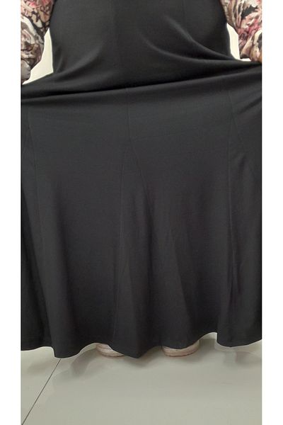 Mertcan Butik Μαύρη 8 τεμάχια 8 τεμάχια ελαστική χτενισμένη βισκόζη φούστα με κορσέ μέσης godeli