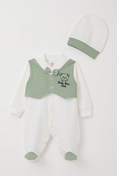 Breeze طقم رومبير وسترة للأطفال من عمر 0 إلى 6 أشهر - إكرو مع ربطة عنق ثابتة ...