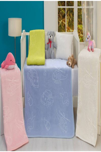 MİNK Mink Blue Baby Blanket - Thick Winter Newborn Blanket
