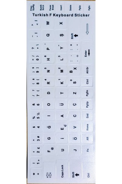 gökkuşağı store Hdx8254(3218f) BEYAZ-Klavye Stıcker Tuş Takımı F BÜYÜK