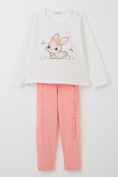 Breeze 1-4 Years Old Girl's Cute Embroidered Bunny Set - Ecru