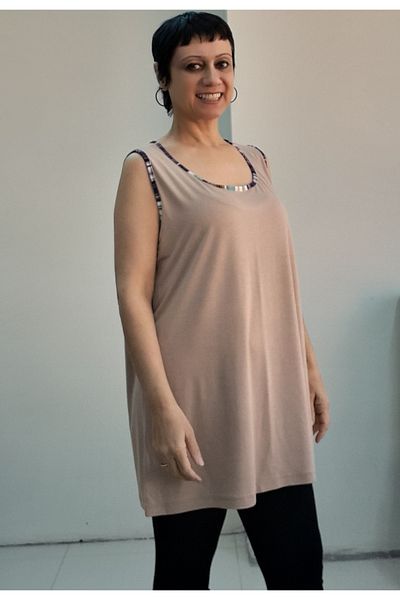 Mertcan Butik Μπλουζάκι από χτενισμένο βισκόζη με λεπτομέρεια βιζόν και χοντρό λουράκι