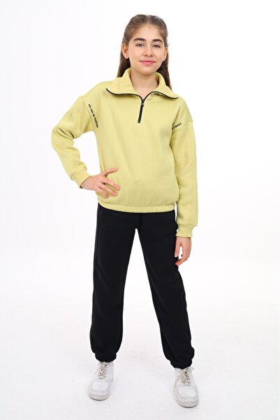 Toontoy Κοριτσίστικο κοστούμι φόρμας με μισό φερμουάρ με κέντημα