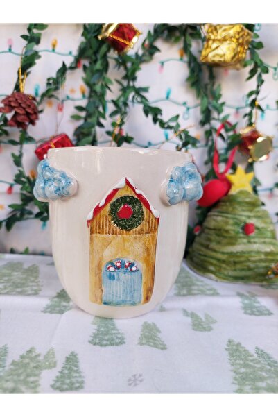 Kübistseramik El yapımı yeni yıl Ev Temalı kupa mug