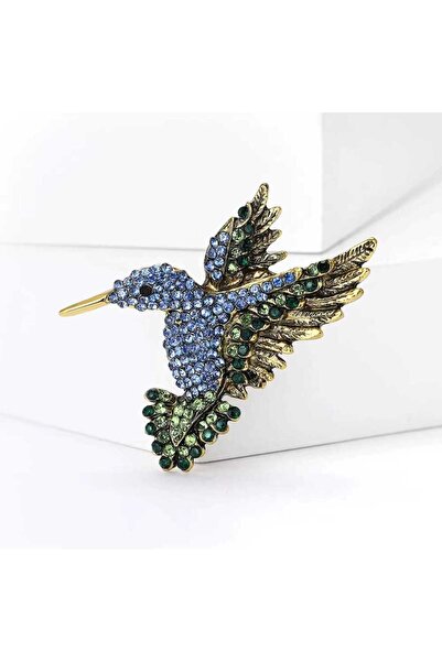 ESJ Kristal Taş Sinek Kuşu Kadın Broş 89 Ebat: 4,9*5 Cm