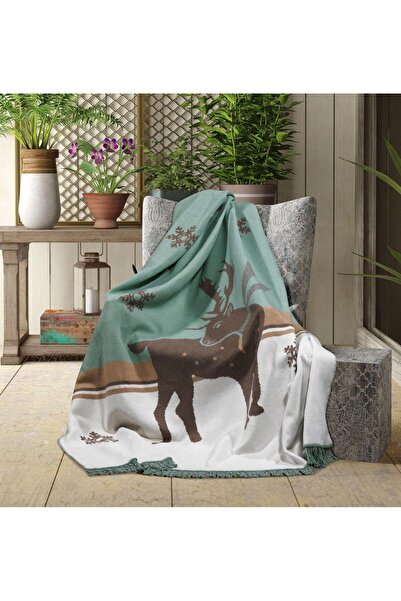 bursa çeyiz BURSA ÇEYİZ Geyikli Pamuk Özel Tasarim Çift Kişilik Battaniye