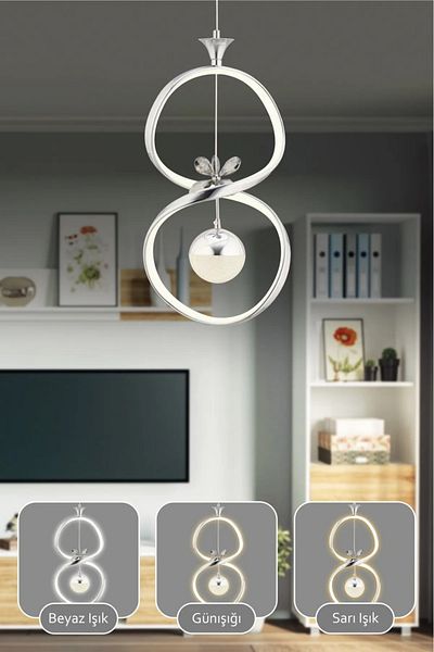 VENON Eternity Controlled 3 Color Light Featured Modern Coated Pendant Lamp Led Chandelier Living Room Chandelier