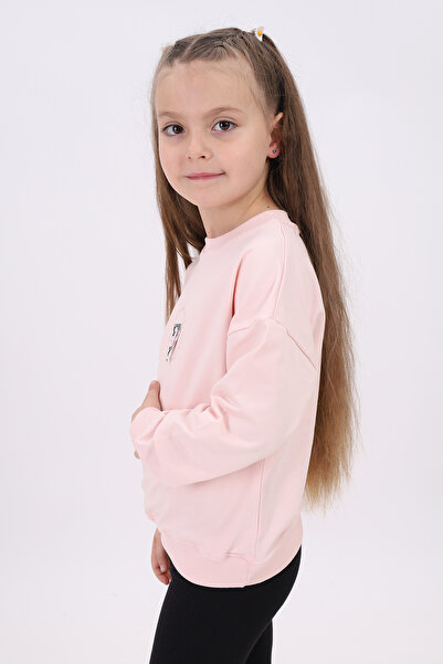 Toontoy Φούτερ για κορίτσια Relax Fit με λαιμόκοψη με κέντημα με τύπωμα - 2 νήματα