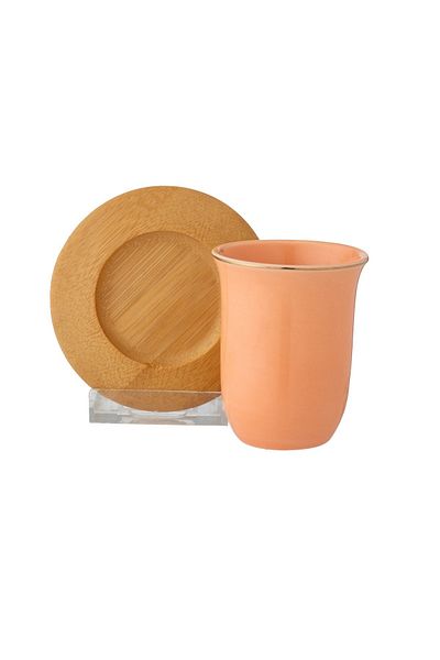 Dania A set of porcelain cups and wooden saucers for tea and espresso
