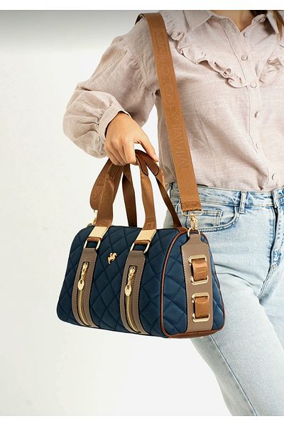Miami Polo Clup Geantă de mână și de umăr pentru femei Polo, gri cu 4 compartimente, cu curea lungă reglabilă