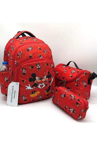 ÇantaExpress Geantă de școală primară cu model de caractere Set de 3 rucsac pentru școala primară pentru fete