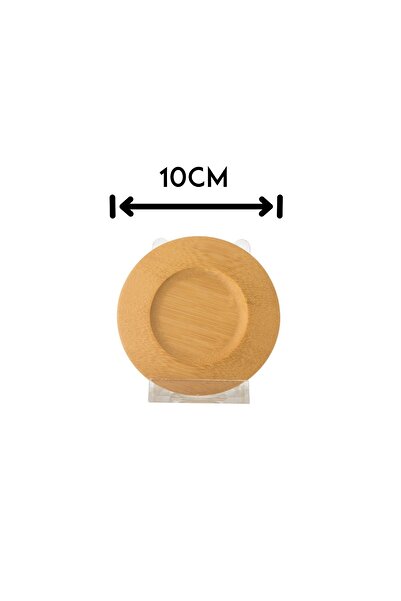 Dania A set of wooden plates with a metal stand, 6 pieces, plate size 12 cm