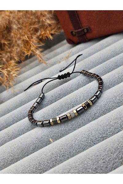 AURA Men's Bracelet - Natural Stone Hematite Stone