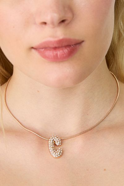 Stradivarius Bright Stone Letter-Tip Necklace