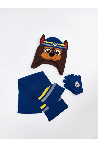 LC Waikiki Lcw Blue Paw Patrol Printed Boys' Scarf Beanie and Gloves Set
