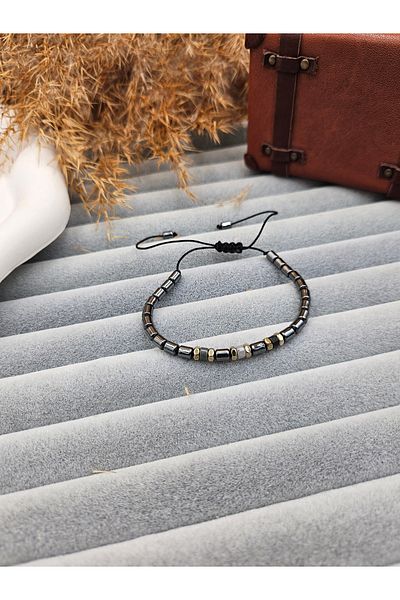 AURA Men's Bracelet - Natural Stone Hematite Stone