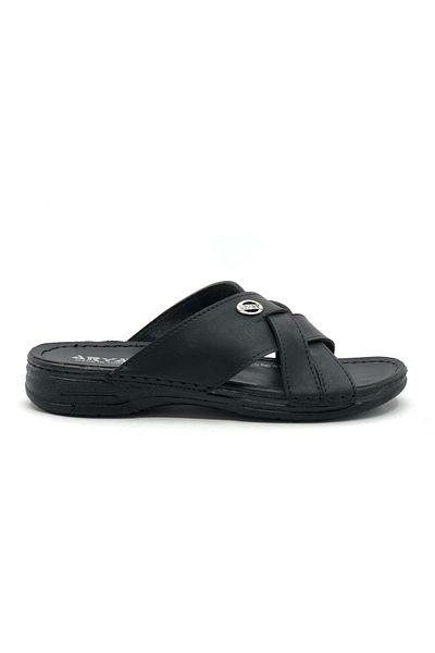 Kids Club Shoes Aryan 12-008 Dr.Tavsiyeli Ορθοπεδικές Ανδρικές Παντόφλες ΜΑΥΡΟ