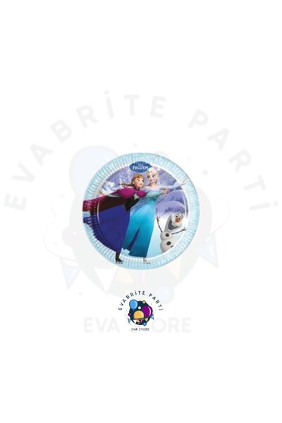 Evabrite Frozen Elsa Temalı Karton Tabak 8 Li - Doğum Günü Parti Seti Malzeme...
