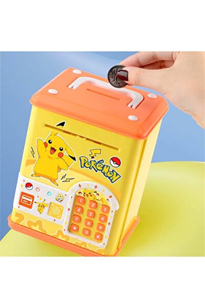 keyfim shop Dekoratif Şifreli Parmak İzİ Butonlu Sarı ATM Kumbara