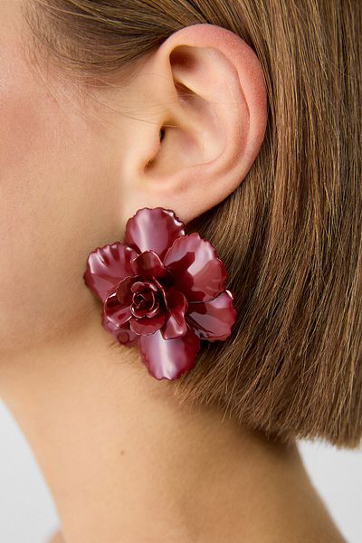 Stradivarius Flower-Shaped Metal Earrings